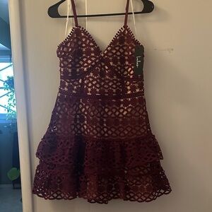 Lulu's Deep Red Lace Mini Dress